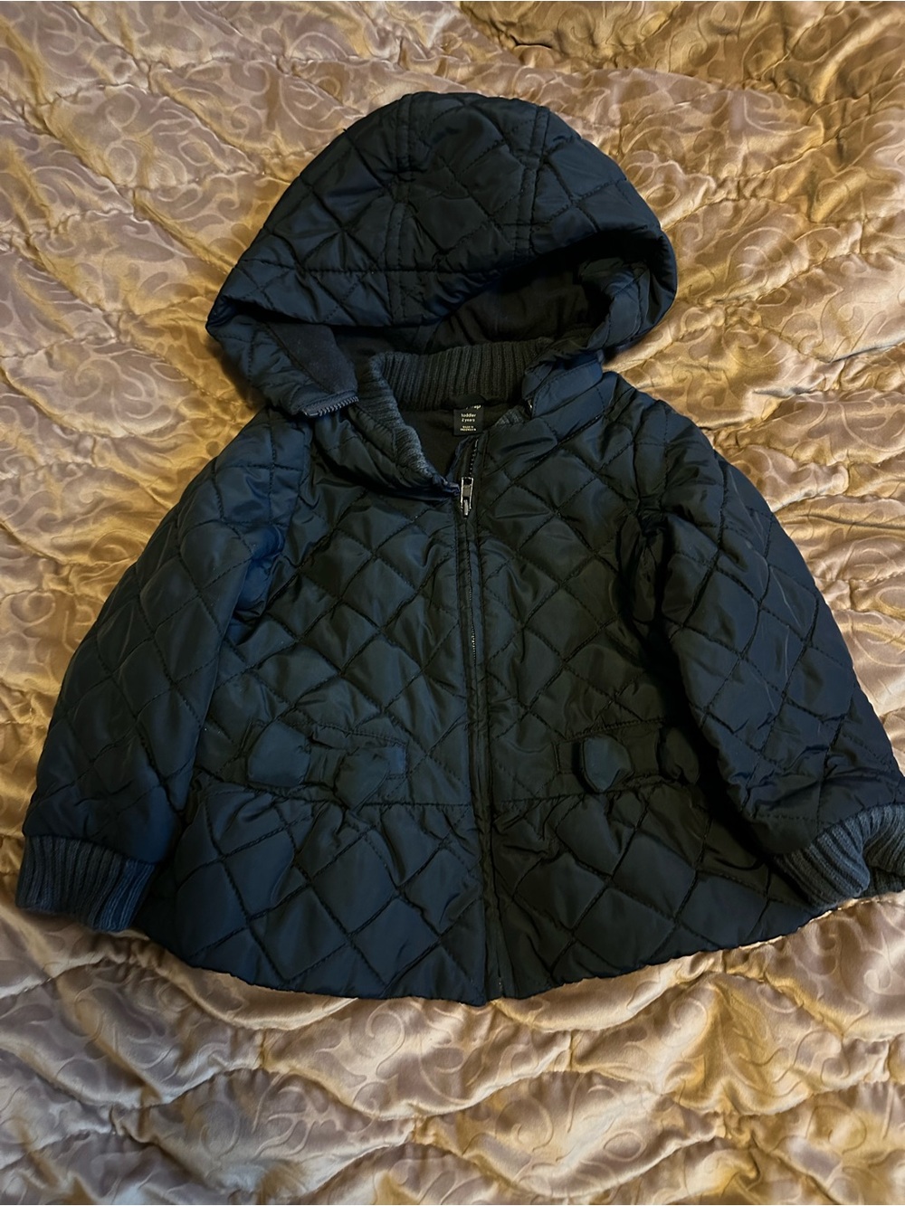Baby GAP Navy Blue Quilted Hooded Puffer Jacket- Size 2T